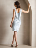 SilkSilky CA Pure Silk Sleeveless Round Neck Dress LightBlue 002