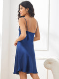 SilkSilky CA Pure Silk 3/4 Sleeve Nightgown&Robe Set DarkBlue 006