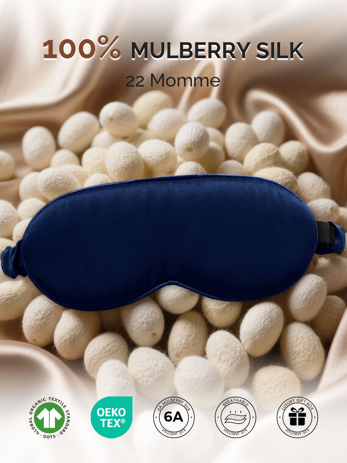 [Dark Blue] SilkSilky-CA 22Momme Pure Silk Eye Mask 002