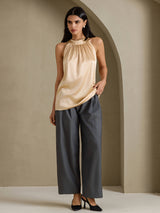 [Champagne] SilkSilky-CA Sleeveless Halter Women's T-Shirt 006