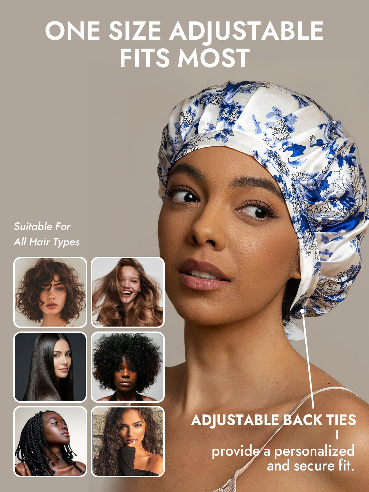 [Blue and White Porcelain] SilkSilky-CA Pure Silk Sleep Cap 005