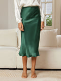 SilkSilky CA 19Momme Pure Silk Skirt DarkGreen 004