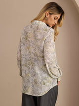 [Sage Blossom] SilkSilky-CA Long Sleeve Lapel Collar Blouse 002