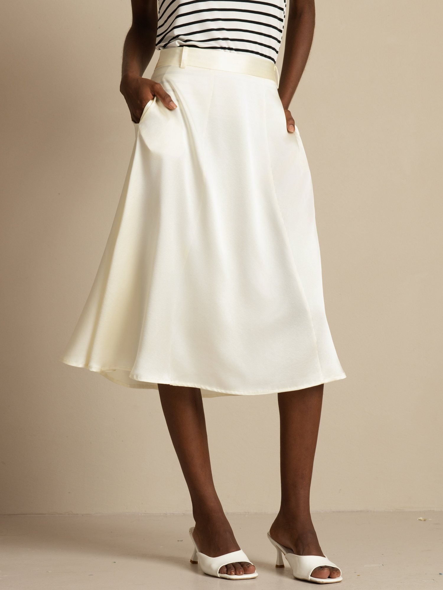 [Ivory] SilkSilky-CA 19Momme Silk Skirt 001