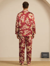[Wine Dragon] SilkSilky-CA Long Sleeve Lapel Collar Men's Pajamas 002