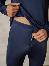 [Dark Blue] SilkSilky-CA Long Sleeve Round Neck Men's Long Johns 005