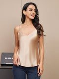 SilkSilky-CA Pure Silk Sleeveless V Neck Camisole Champagne 004