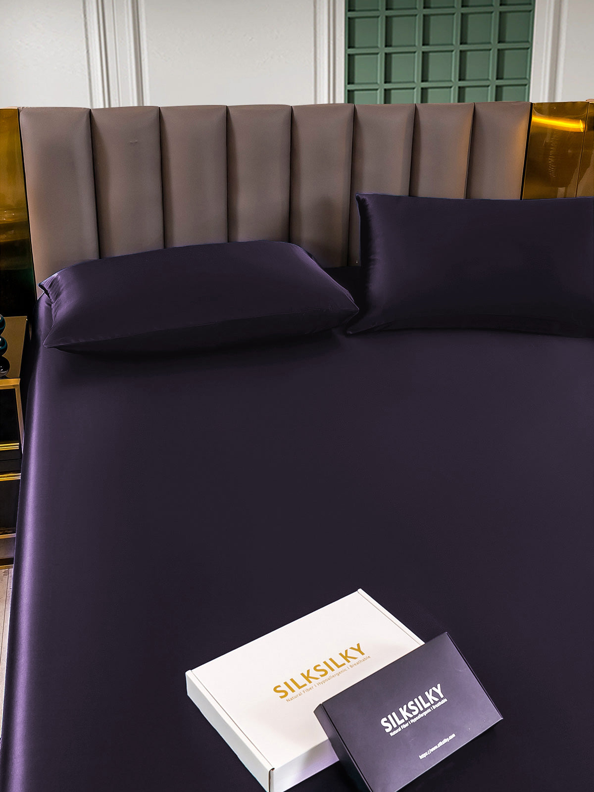 [Deep Purple] SilkSilky-CA 22Momme Pure Silk Bedding Set 005,