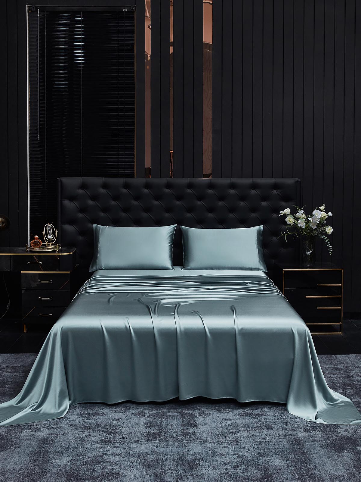 [Grayish Blue] SilkSilky-CA 19Momme Pure Silk Bedding Set 002