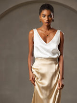 [White] SilkSilky-CA Sleeveless V Neck Camisole 004