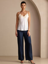 [White] SilkSilky-CA Spaghetti Strap V Neck Camisole 006