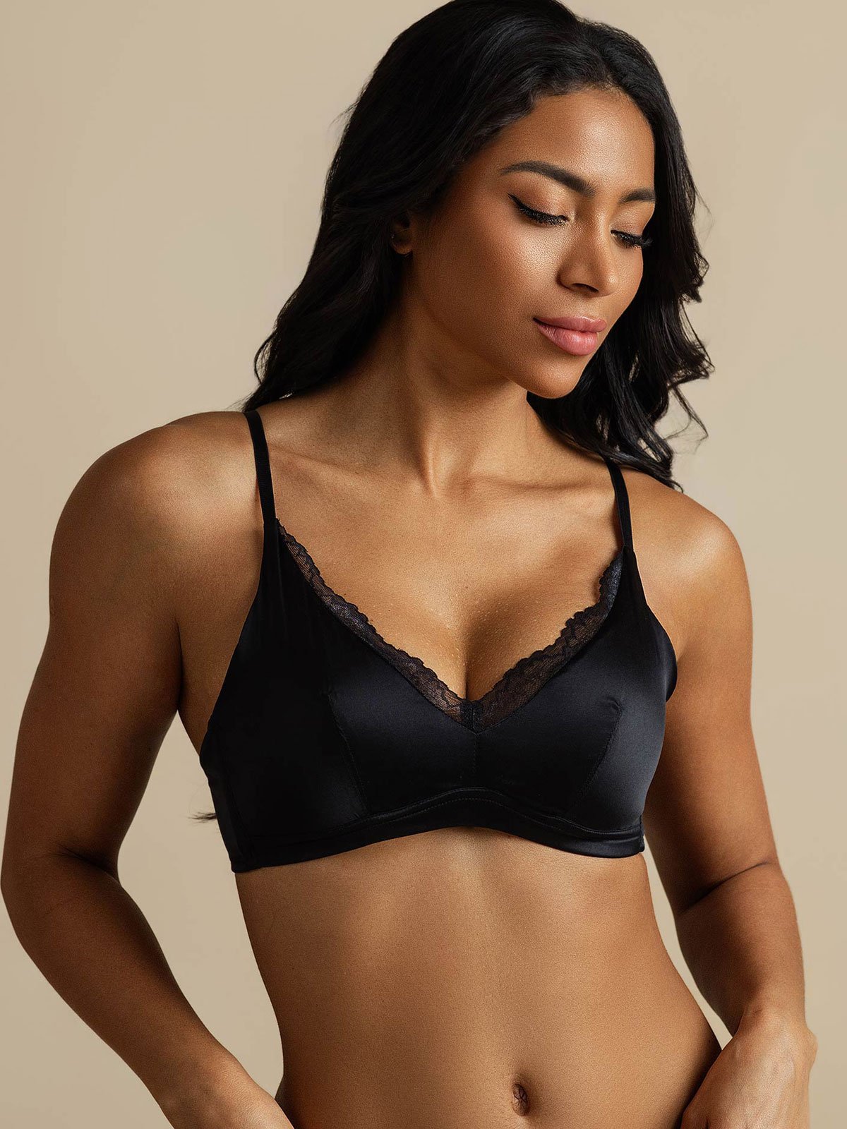 [Black] SilkSilky-CA Pure Silk Bra 006