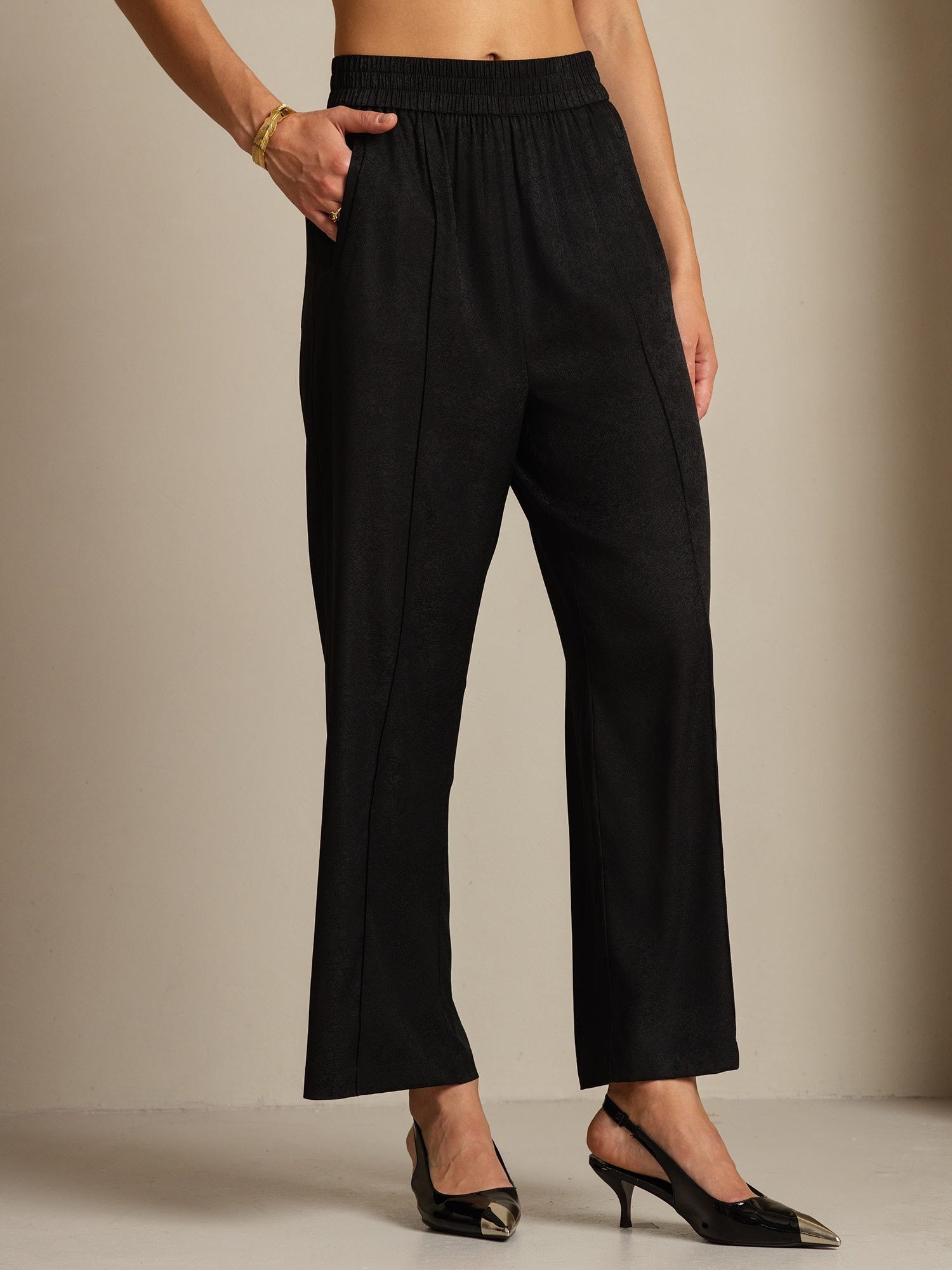 [Black] SilkSilky-CA 22Momme Silk Womens Pants 007