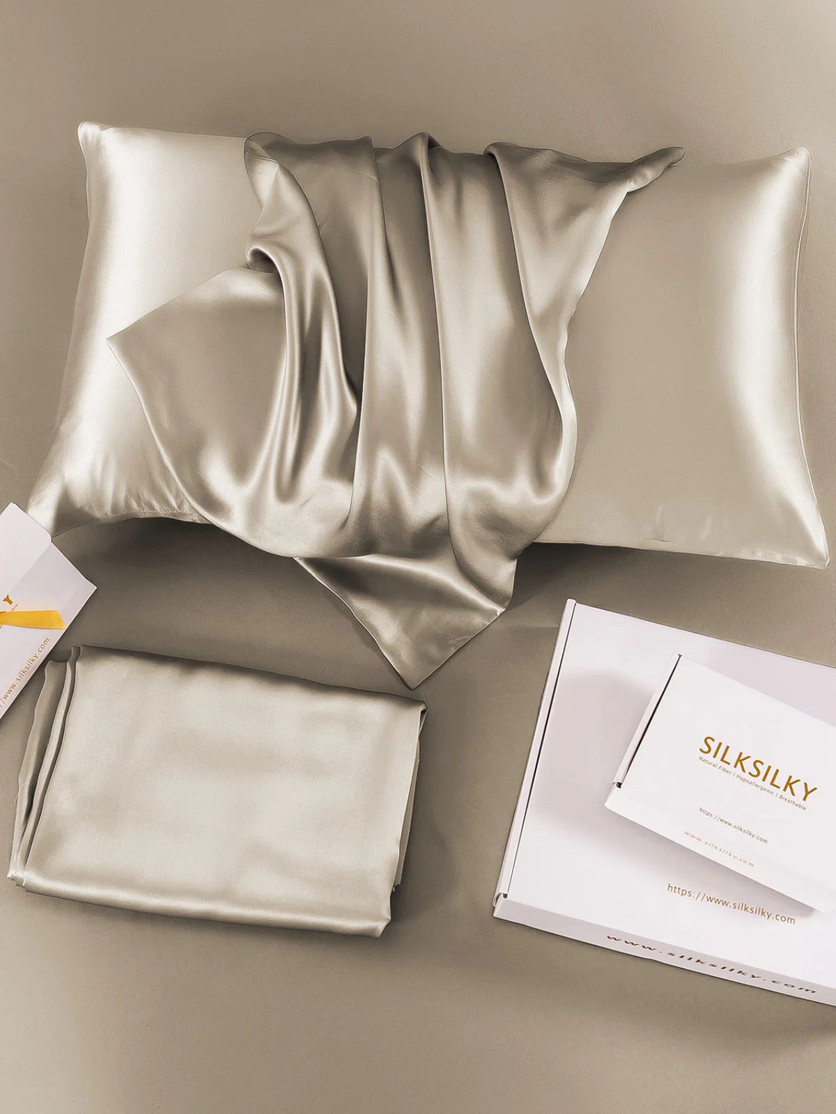 [Khaki] SilkSilky-CA 19Momme Pure Silk Pillowcase 004