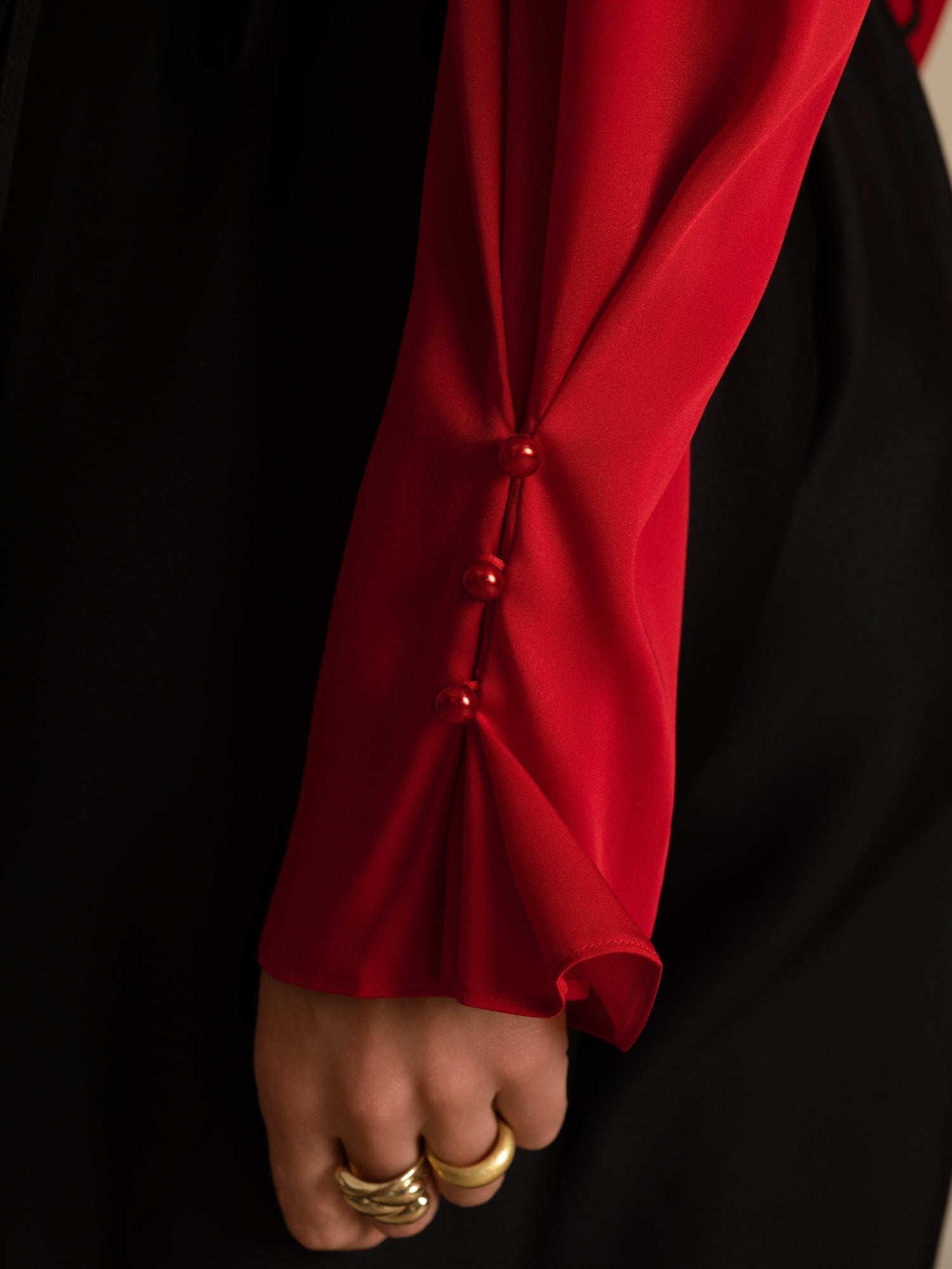 [Wine] SilkSilky-CA 19Momme Stretch Silk Double Georgette Long Sleeve V Neck Blouse 007