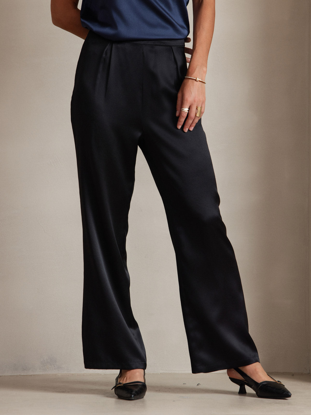 SilkSilky CA 19Momme Silk Womens Pants Black 001