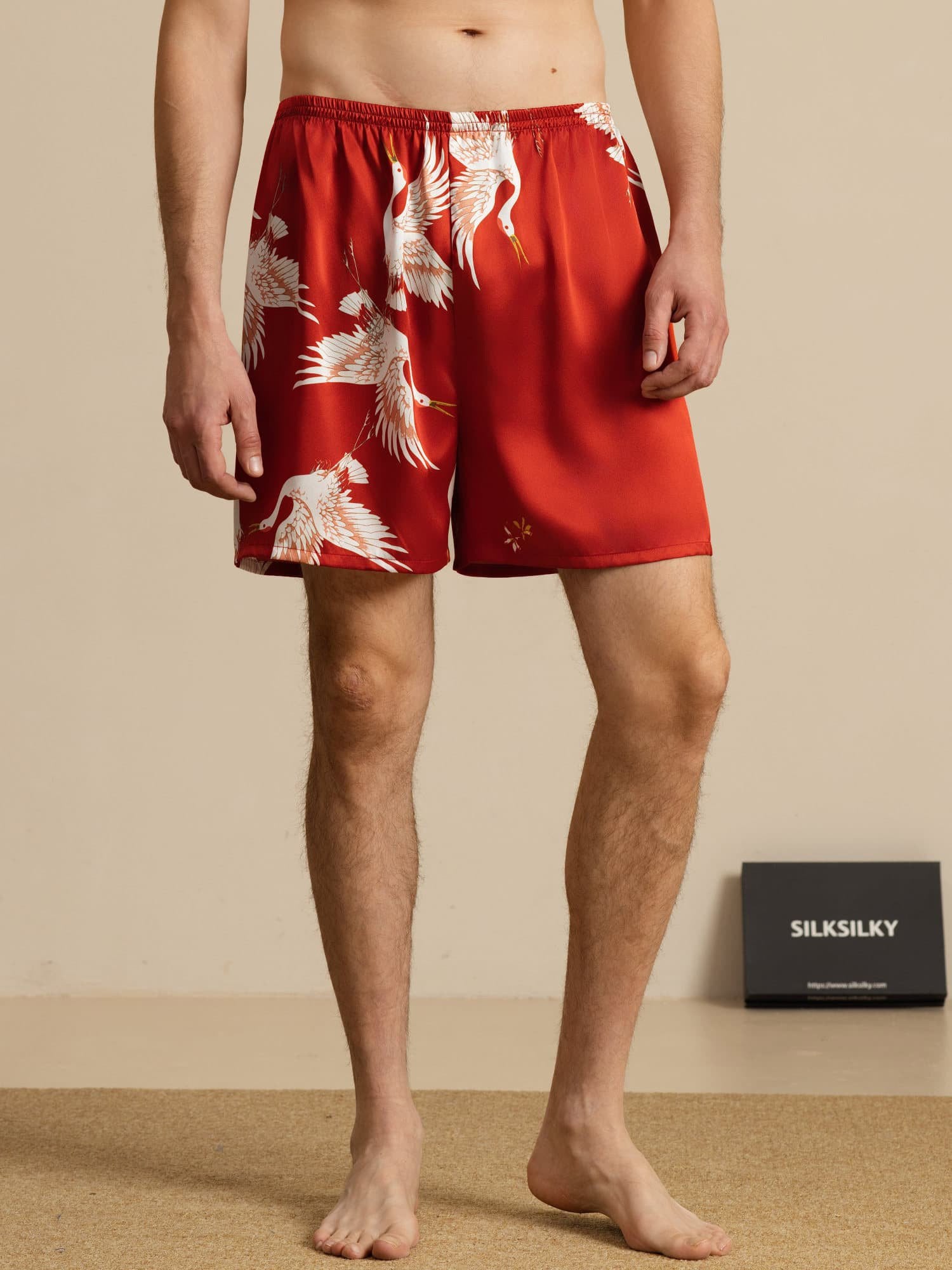 [Wine] SilkSilky-CA 19Momme Mens Sleep Bottoms 001