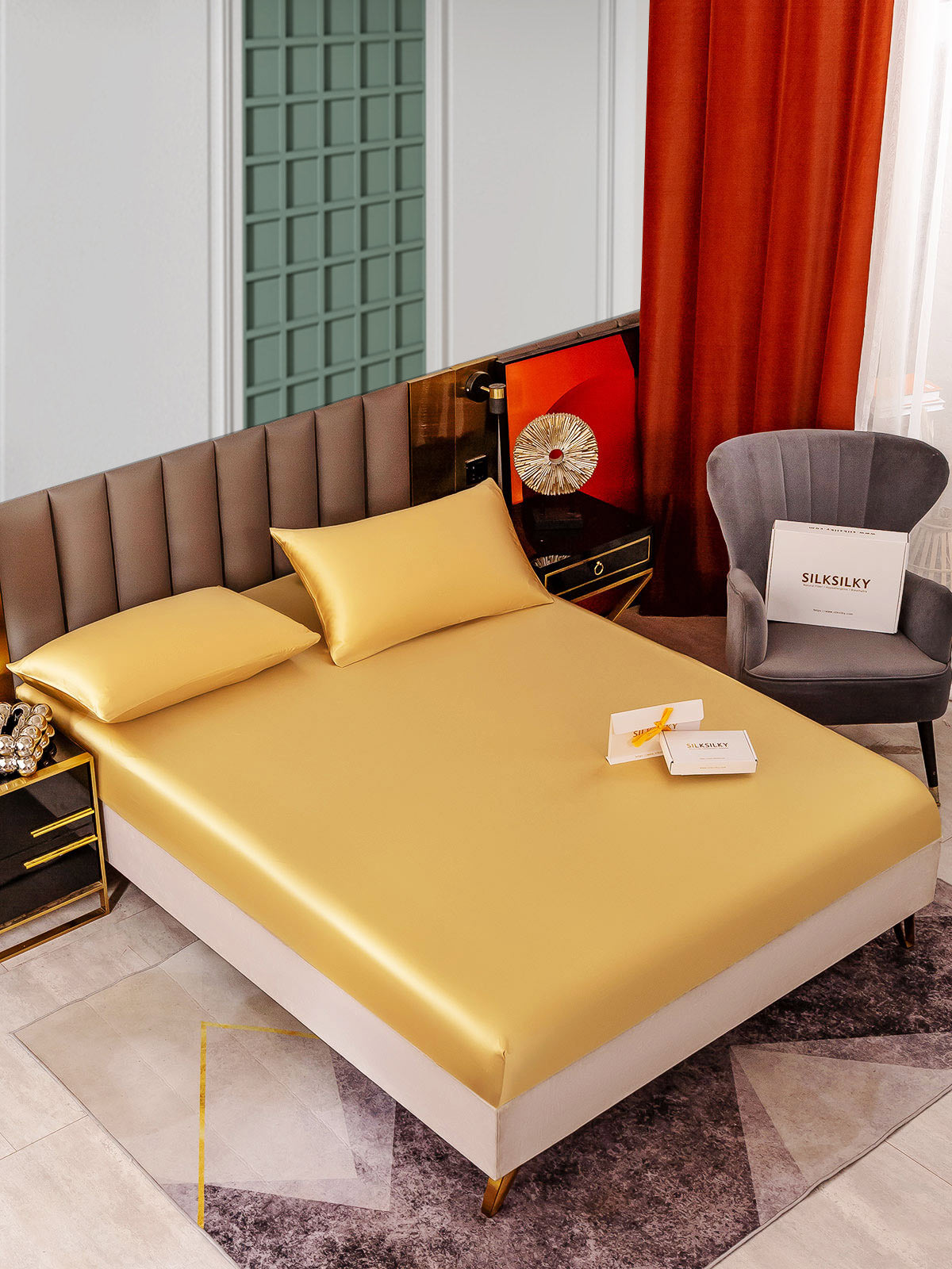 [Champagne] SilkSilky-CA 25Momme Bedding Set 001