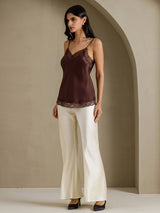 [Brown] SilkSilky-CA Spaghetti Strap V Neck Camisole 010