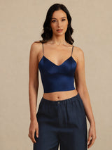 [Dark Blue] SilkSilky-CA Spaghetti Strap V Neck Camisole 003