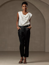 [Black] SilkSilky-CA 19Momme Silk Womens Pants 006