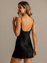 [Black] SilkSilky-CA Spaghetti Strap Nightgown 002