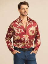 [Wine Dragon] SilkSilky-CA Long Sleeve Lapel Collar Men's Shirt 003