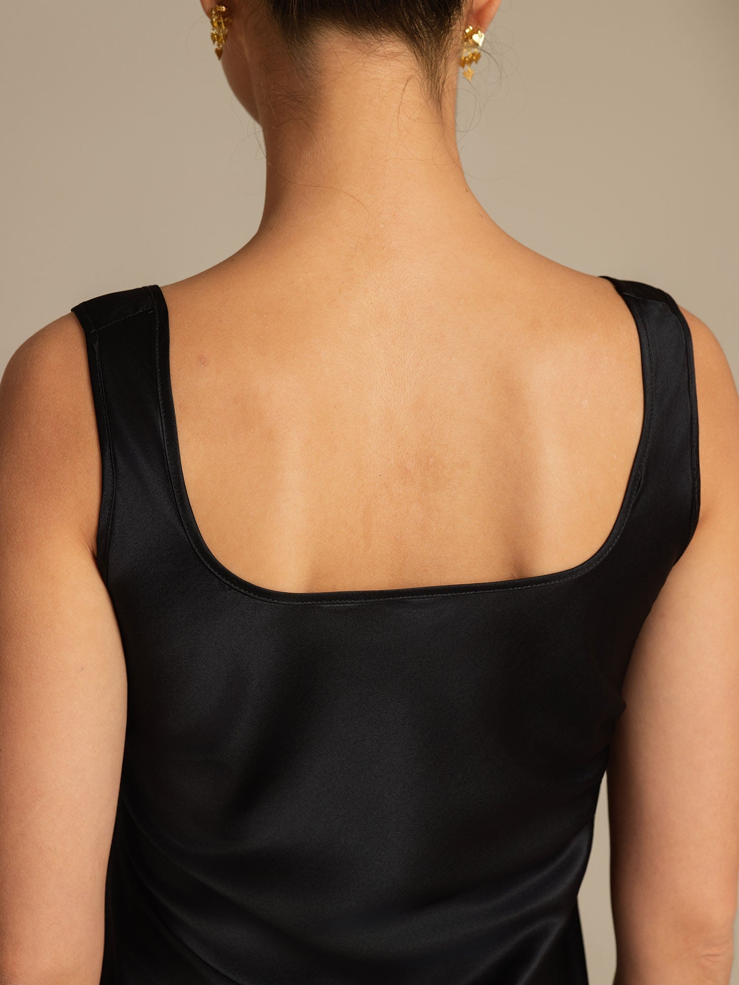 [Black] SilkSilky-CA 19Momme Silk U Neck Camisole 007,