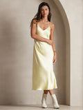 SilkSilky-CA Pure Silk Sleeveless Round Neck Dress Yellow 003