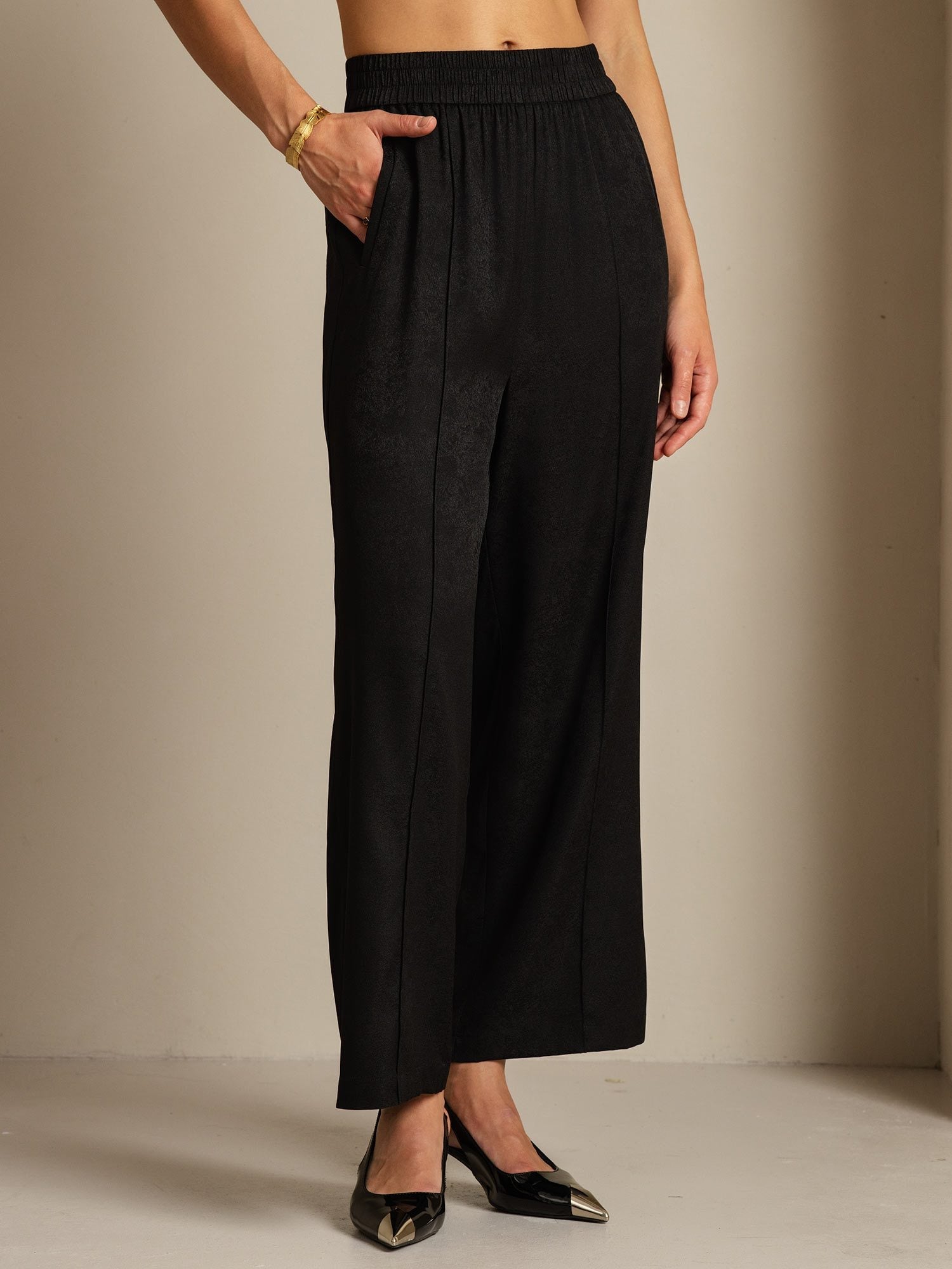 [Black] SilkSilky-CA 22Momme Silk Womens Pants 003