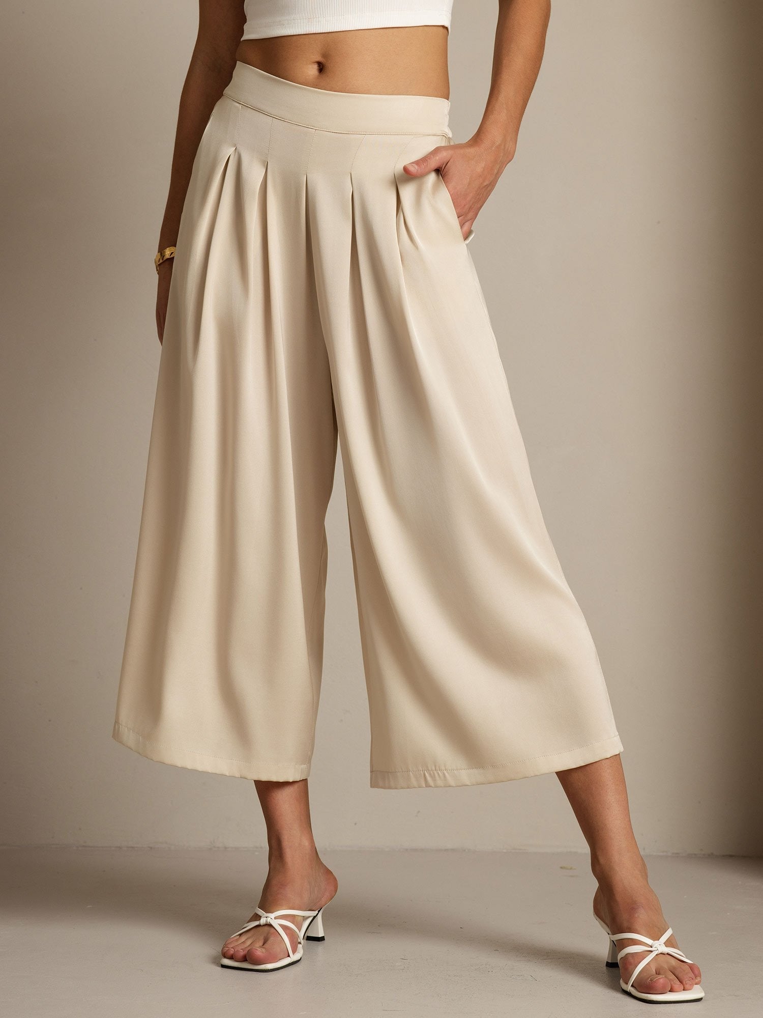 [Beige] SilkSilky-CA 19Momme Silk Womens Pants 003