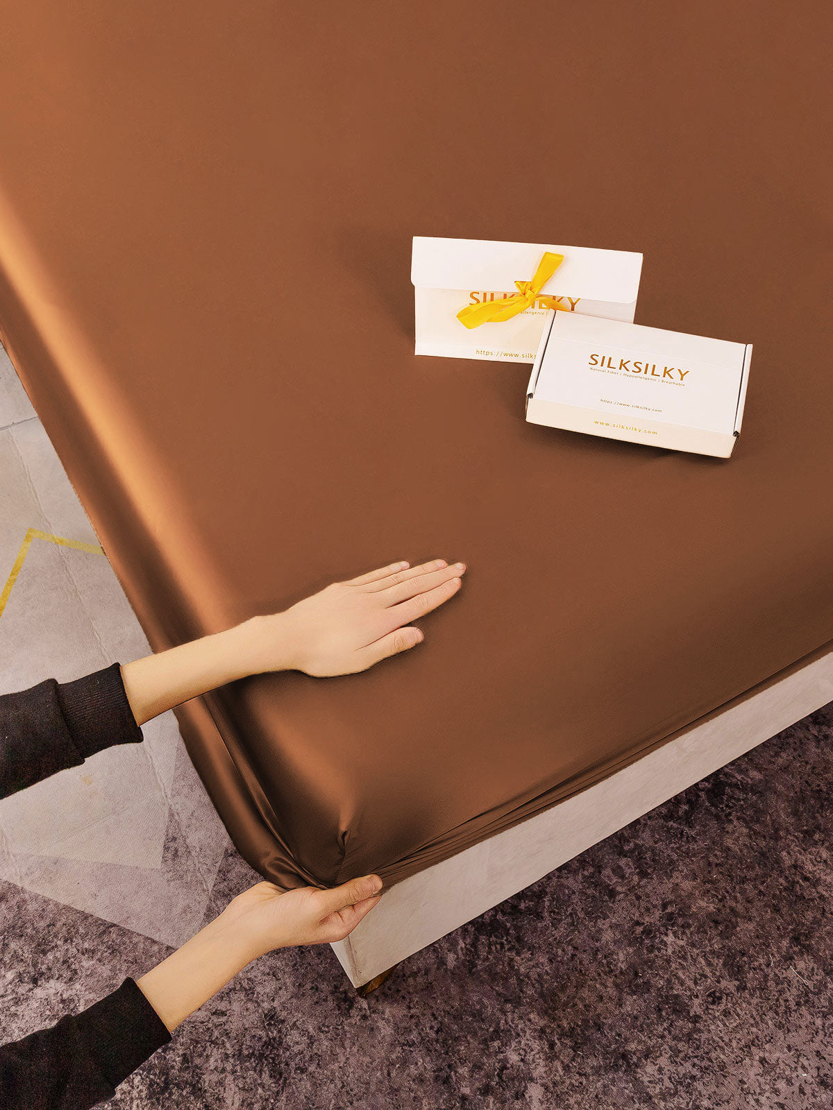 [Coffee] SilkSilky-CA 19Momme Pure Silk Sheet 003