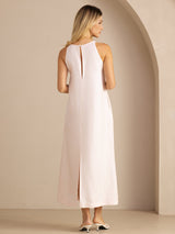 [Light Pink] SilkSilky-CA Sleeveless Crew Neck Dress 002