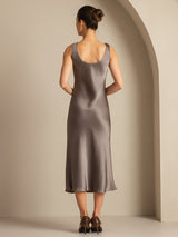 [Dark Khaki] SilkSilky-CA Sleeveless Scoop Neck Dress 002