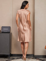 [Tuscany] SilkSilky-CA Cap Sleeve V Neck Nightgown 002