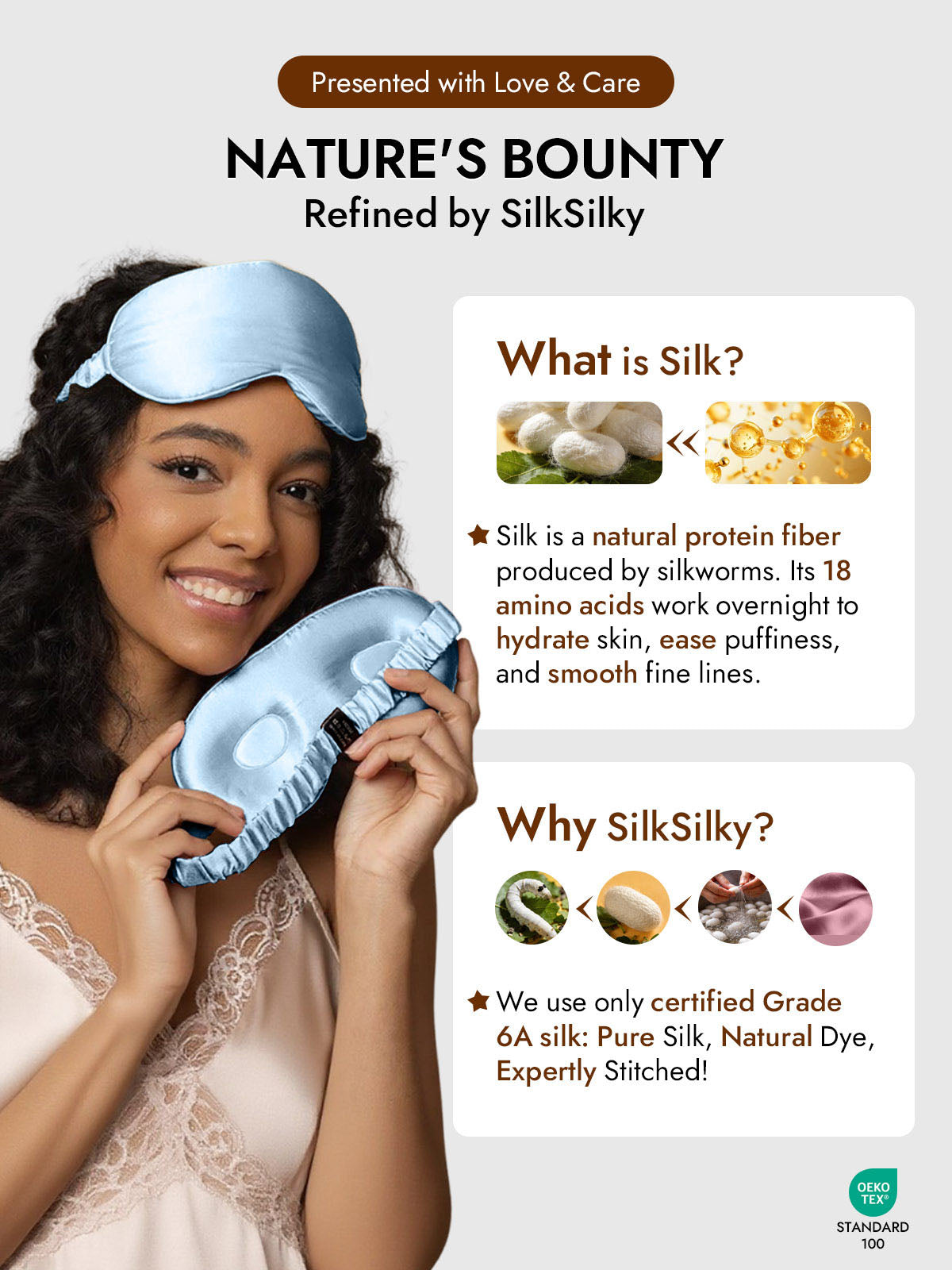 [Light Blue] SilkSilky-CA Pure Silk Eye Mask 006