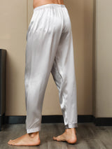 [Gray] SilkSilky-CA Pure Silk Mens Sleep Bottoms 006,