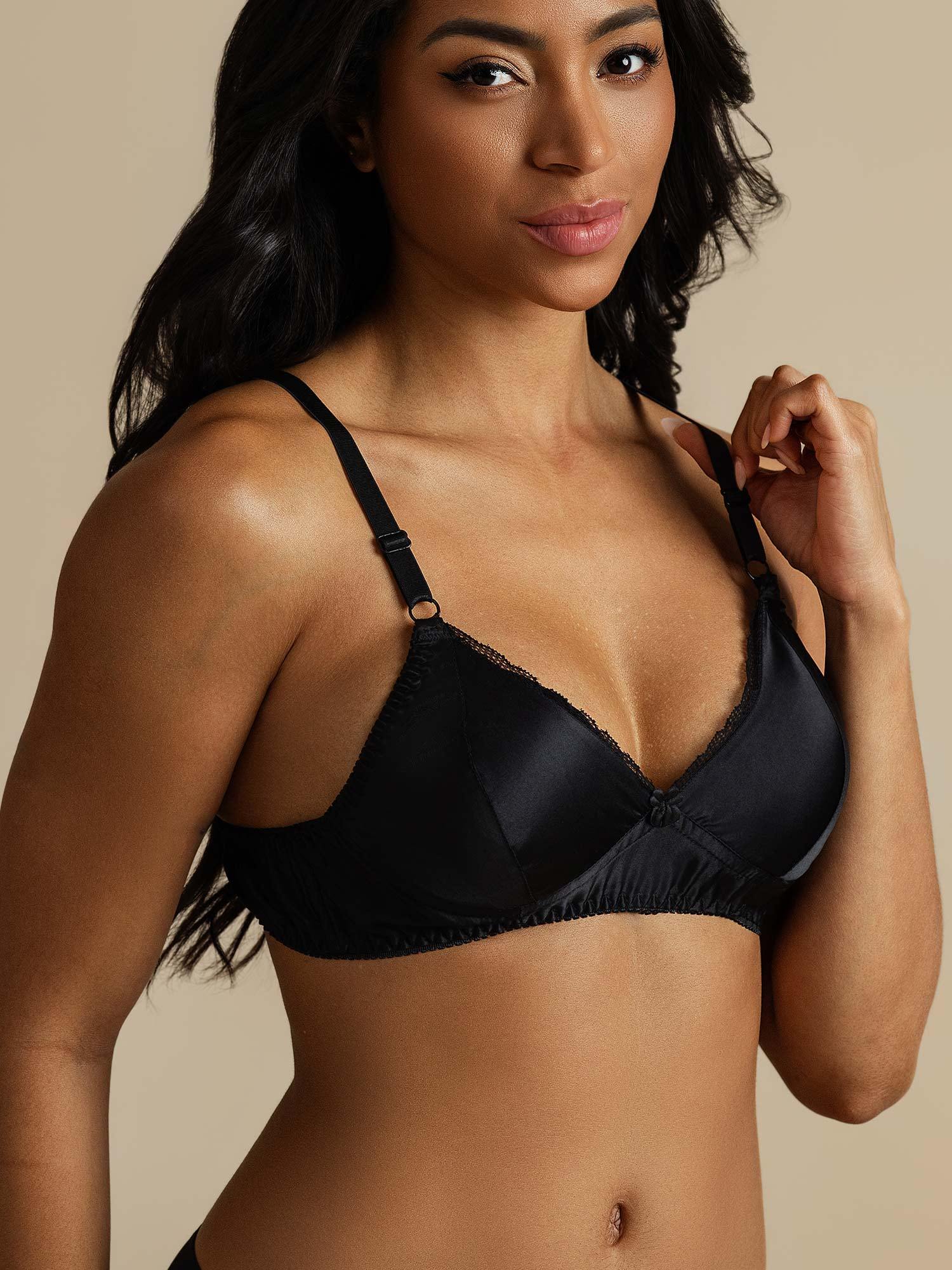 [Black] SilkSilky-CA Pure Silk Bra 004