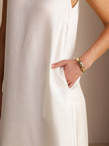 [White] SilkSilky-CA Sleeveless Crew Neck Dress 005