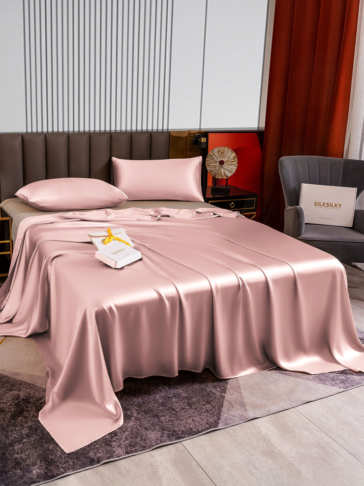 SilkSilky CA 22Momme Pure Silk Bedding Set PaleMauve 003