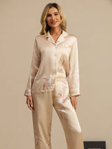[Champagne] SilkSilky-CA Long Sleeve Lapel Collar Women's Pajamas 004