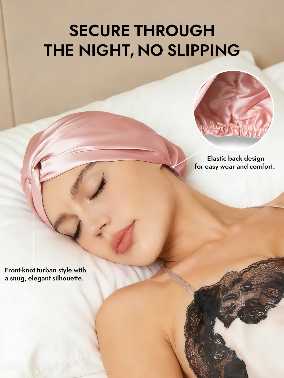 [Pink] SilkSilky-CA Pure Silk Sleep Cap 005