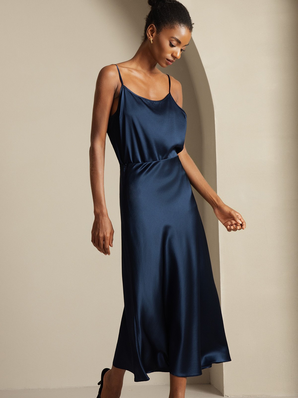 [Dark Blue] SilkSilky-CA 19Momme Pure Silk Womens Outfit Sets 006,
