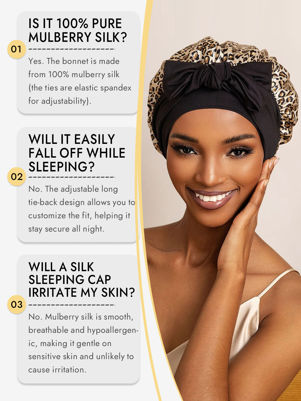 [Leopard] SilkSilky-CA Pure Silk Sleep Cap 006