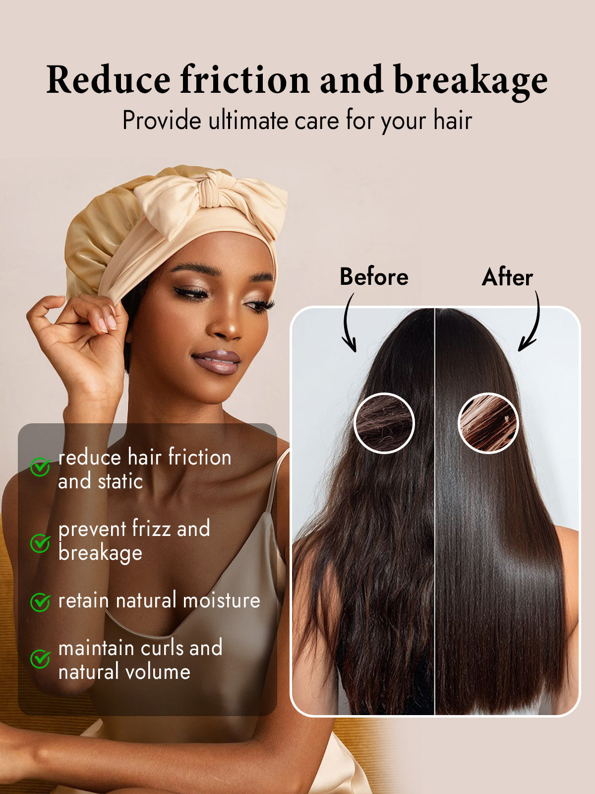 [Champagne] SilkSilky-CA Pure Silk Sleep Cap 003