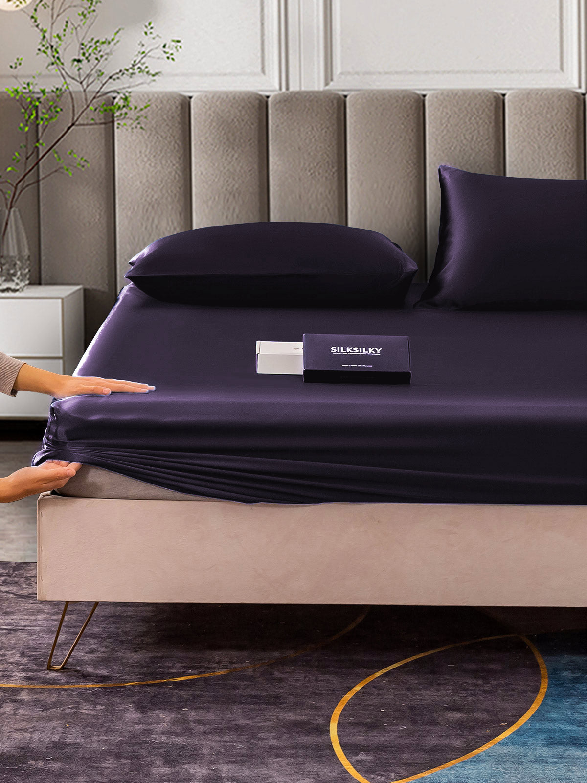 [Deep Purple] SilkSilky-CA 22Momme Pure Silk Bedding Set 006,