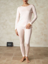 [Light Pink] SilkSilky-CA Long Sleeve Round Neck Women's Long Johns 005