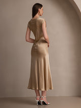 [Champagne] SilkSilky-CA Cap Sleeve Dress 002