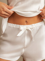 [White] SilkSilky-CA Spaghetti Strap V Neck Camisole Set 007