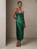 SilkSilky-CA Pure Silk Sleeveless Round Neck Dress Green 006